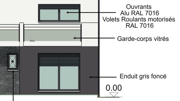 annotations sur plan de façade